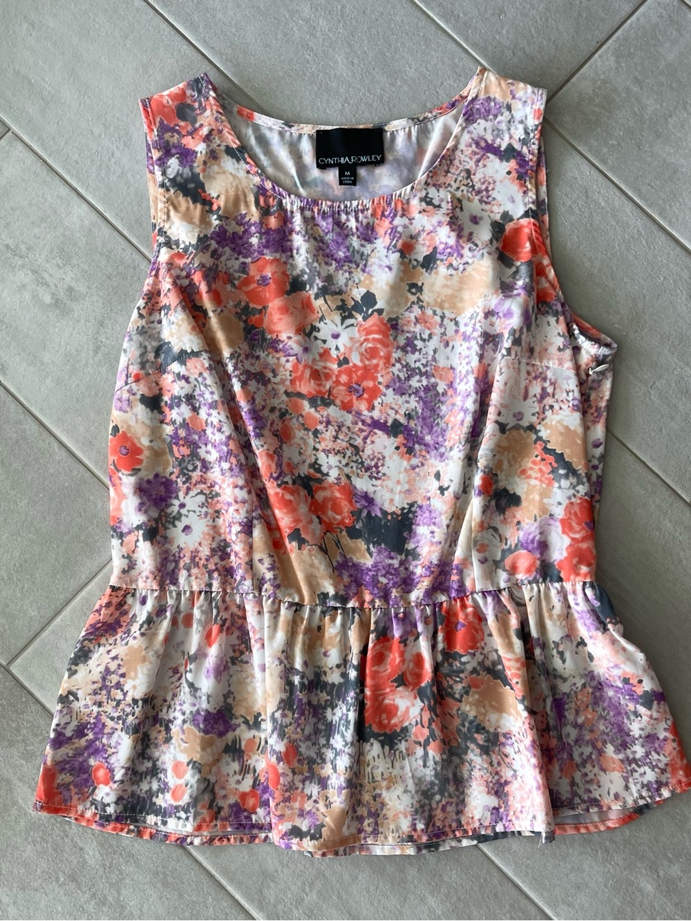 Cynthia Rowley Floral Peplum Tank